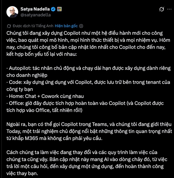 Microsoft muốn Copilot trở thành một “hệ điều hành” mới, tự viết tài liệu và làm việc thay người dùng- Ảnh 1.