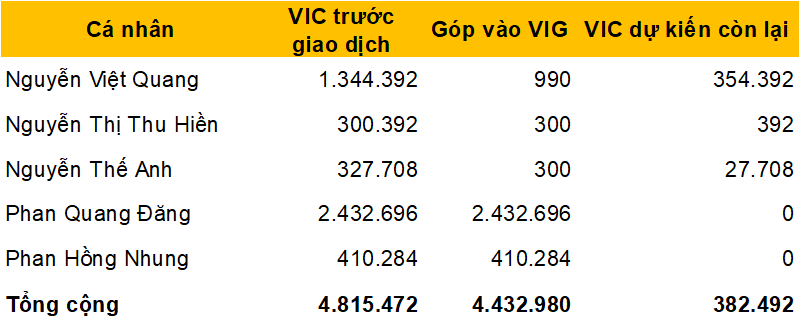 5 Cá Nhân Đưa Hơn 1.000 Tỷ Đồng Cổ Phiếu Vic Vào Công Ty Riêng Của Ông Phạm Nhật Vượng  - Ảnh 1.