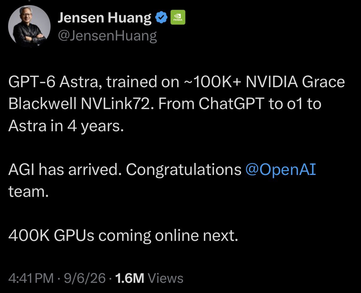 CEO NVIDIA Jensen Huang chúc mừng OpenAI, nói AGI đã đến: Không quên nhắc mọi người GPT-6 được huấn luyện trên chip AI nào- Ảnh 1.
