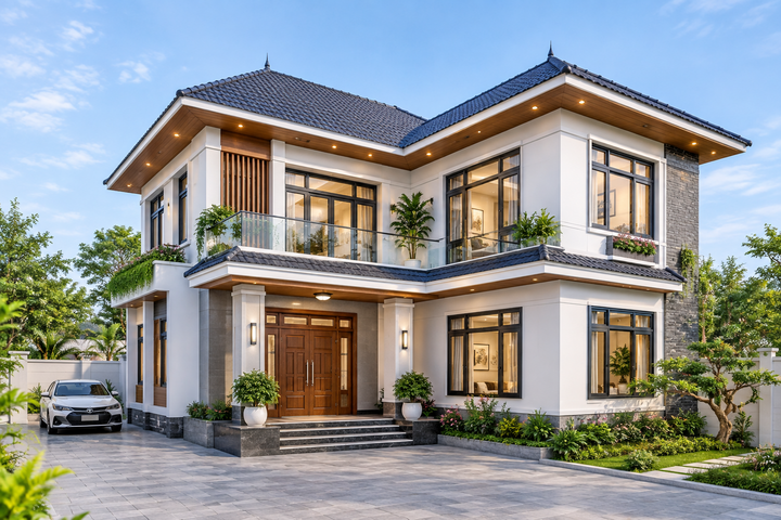 Xây nhà mái Nhật 2 tầng chữ L 90m² bao nhiêu tiền?- Ảnh 1.