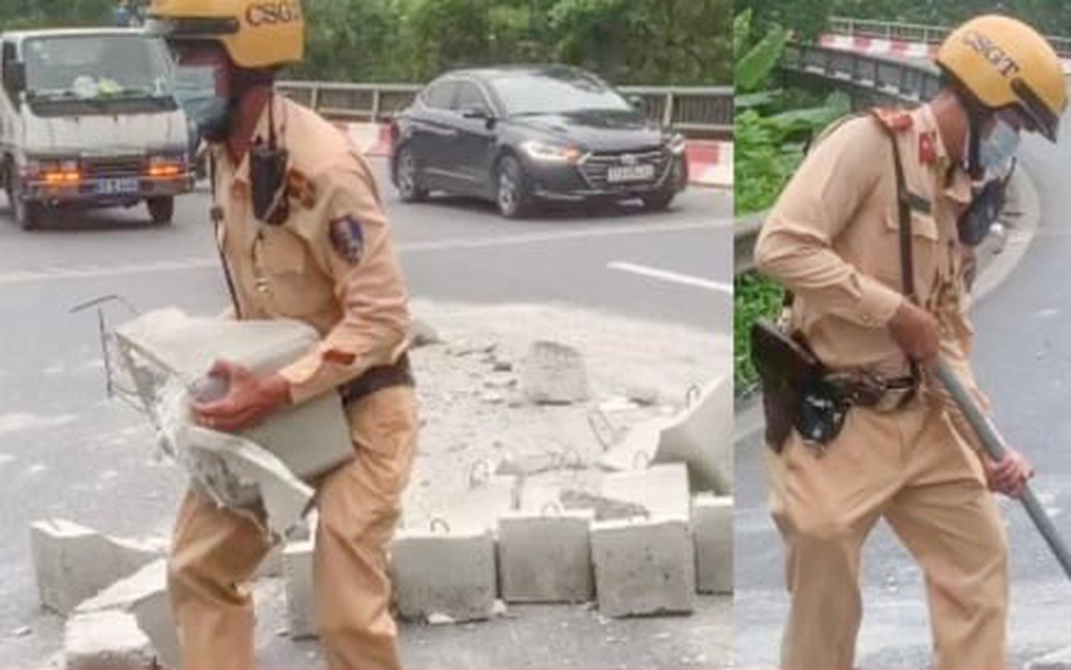 Truy tìm xe tải làm rơi 20 khối bê tông giữa đường Hà Nội