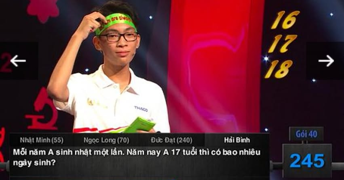 Câu hỏi đơn giản khiến cả 4 thí sinh Đường Lên Đỉnh Olympia bó tay: Người 17 tuổi có bao nhiêu ngày sinh?