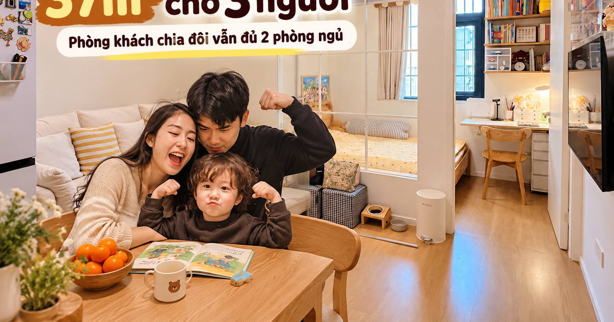 Căn hộ cũ 37m² ở trung tâm thành phố: Chia đôi phòng khách làm thêm phòng ngủ, gia đình 3 người vẫn sống thoải mái