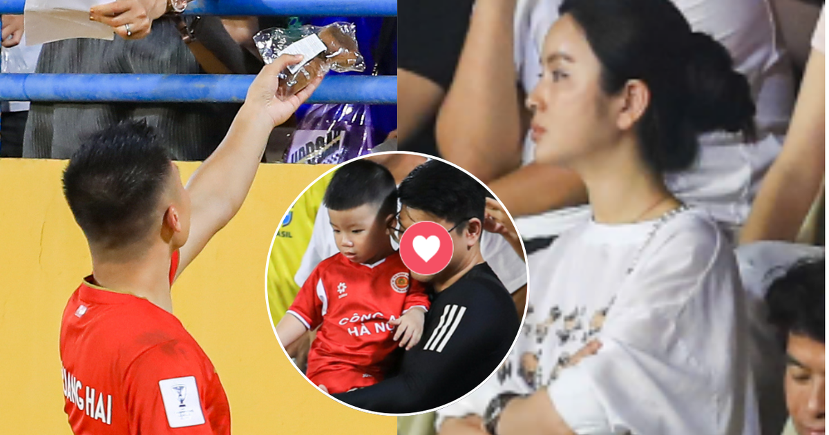 Khoảnh khắc đáng yêu của Quang Hải và con trai trên sân Hàng Đẫy