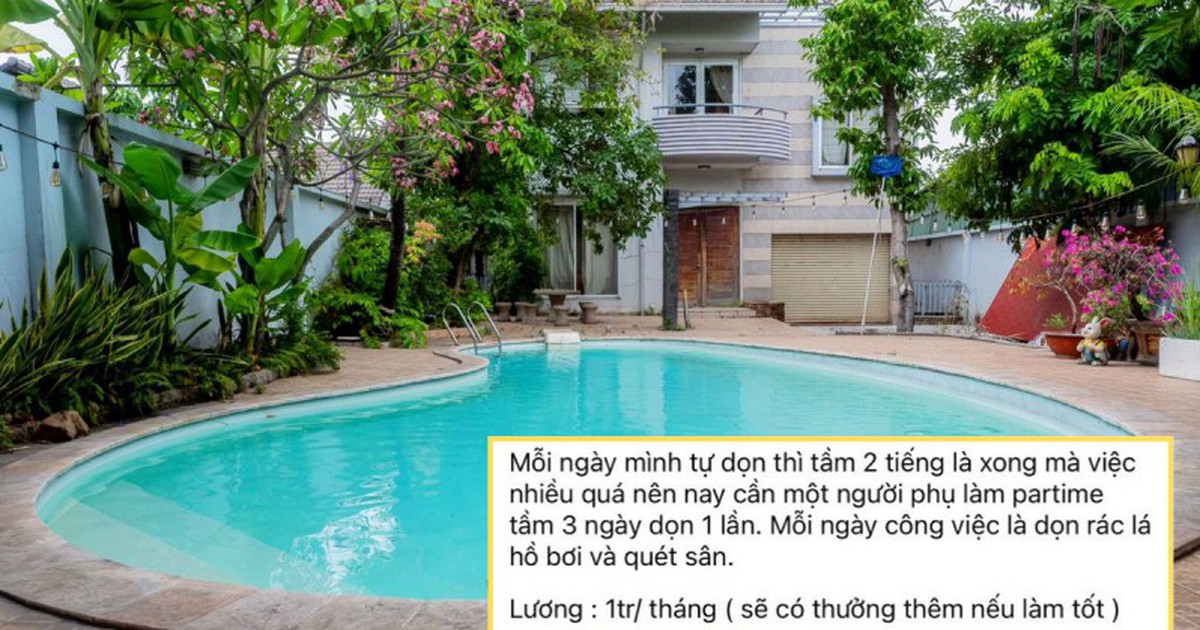 Tuyển người quét lá hồ bơi trong villa ở TP.HCM lương 1 triệu/tháng gây tranh cãi: Chủ nhà lên tiếng