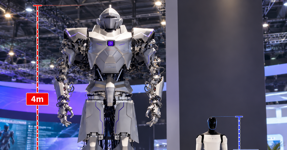 Trung Quốc ra mắt robot khổng lồ ngay tại hội chợ, cao gấp đôi robot Optimus của Elon Musk: Mục đích là gì?