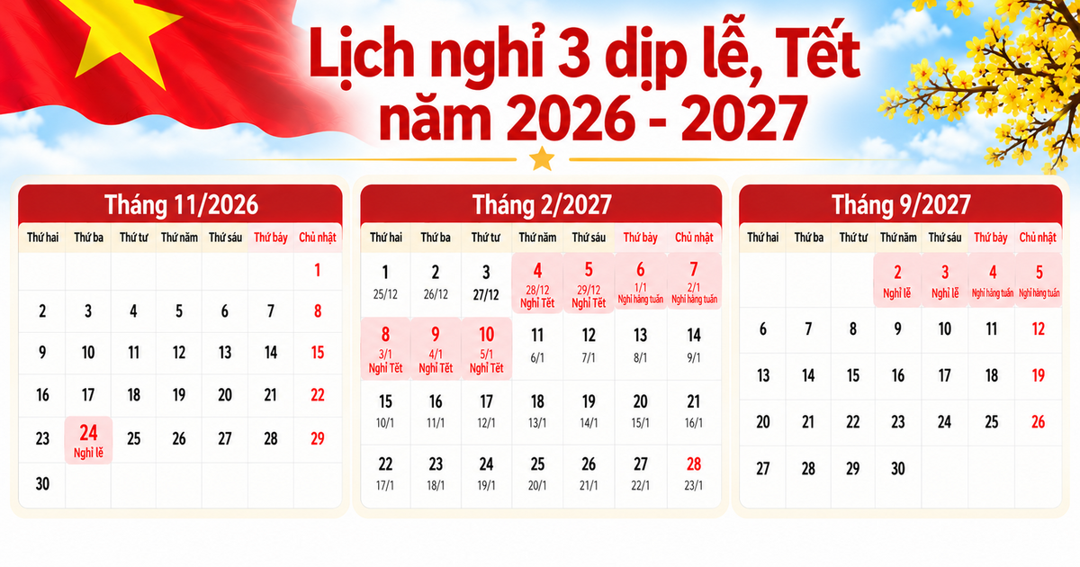 Chi tiết lịch nghỉ Ngày Văn hóa 2026, Tết Nguyên đán và Quốc khánh 2027