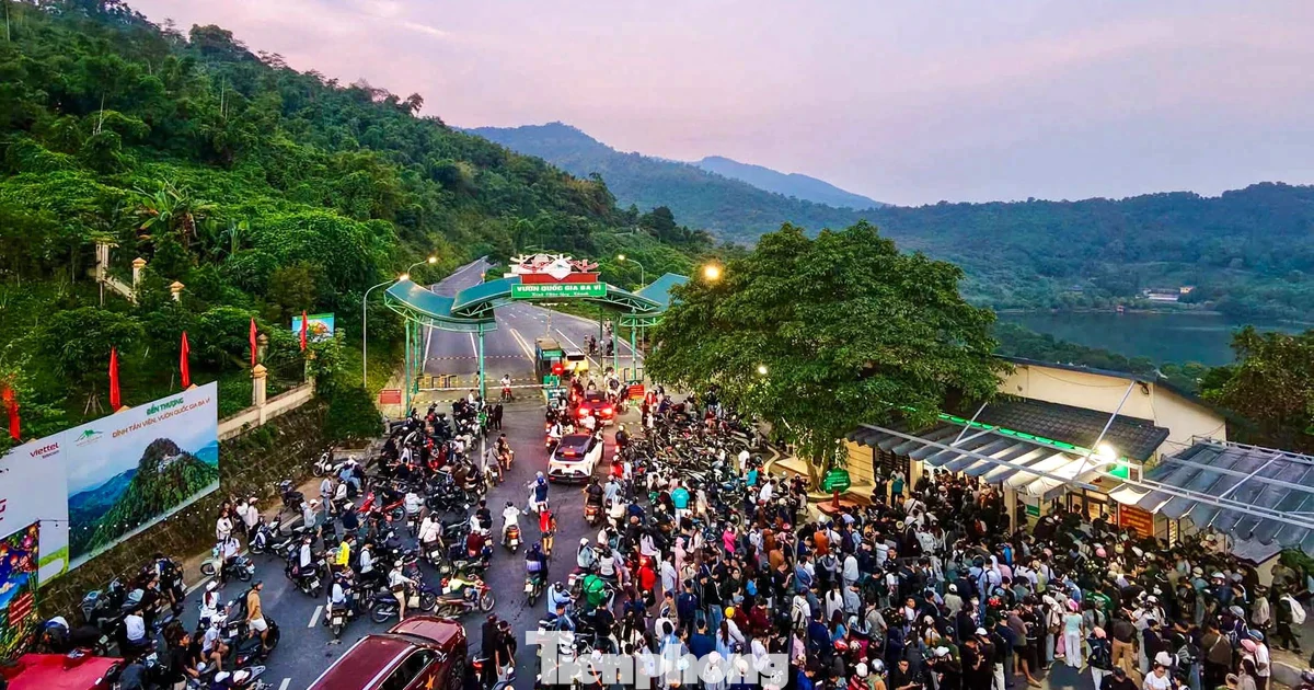 Đông nghịt khách đổ về Ba Vì săn mây từ mờ sáng