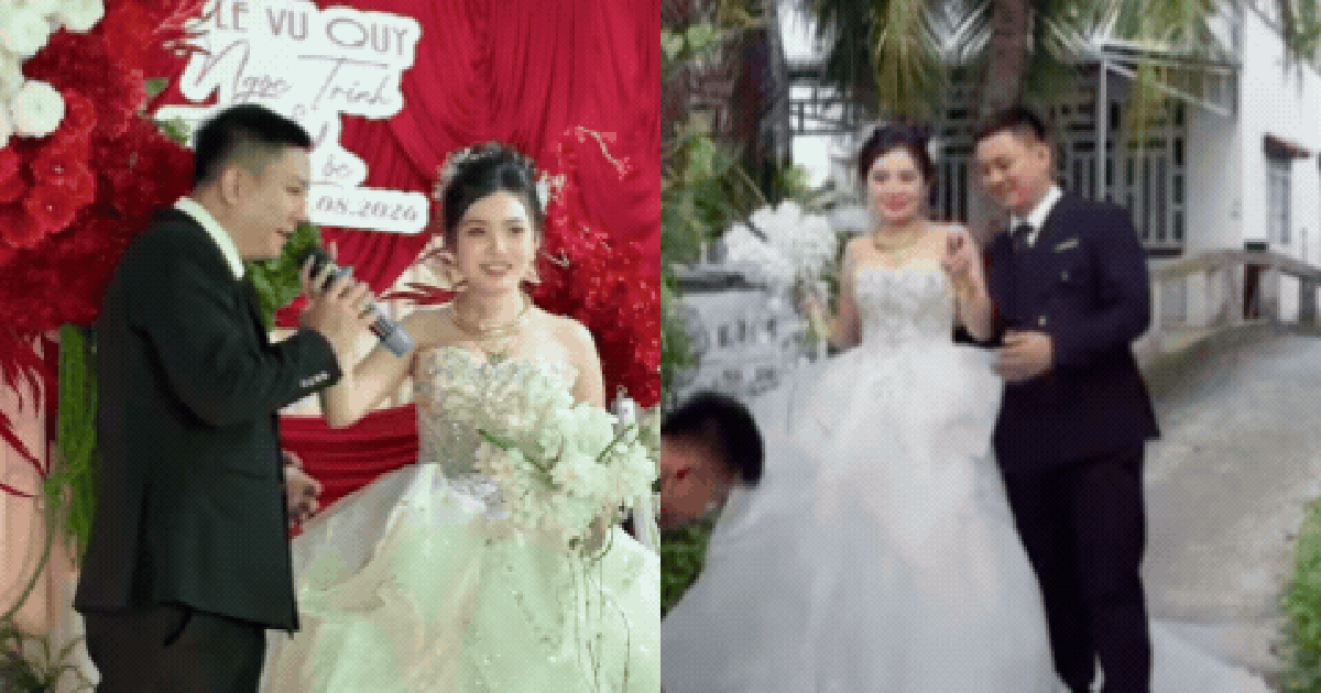 Ngọc Trinh đeo vàng "đỏ tay" trong đám cưới với Hoài Lâm ở quê