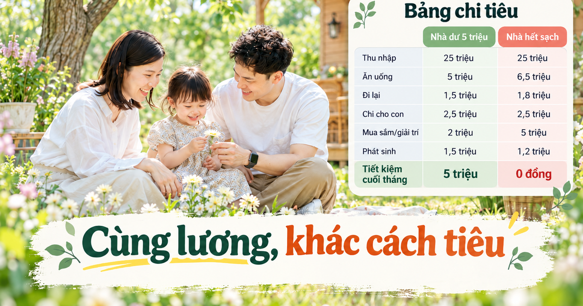 Hai gia đình cùng thu nhập 25 triệu nhưng cuối tháng nhà thì còn 5 triệu, nhà thì hết sạch không dư đồng nào: Nhìn bảng chi tiêu sẽ hiểu lý do