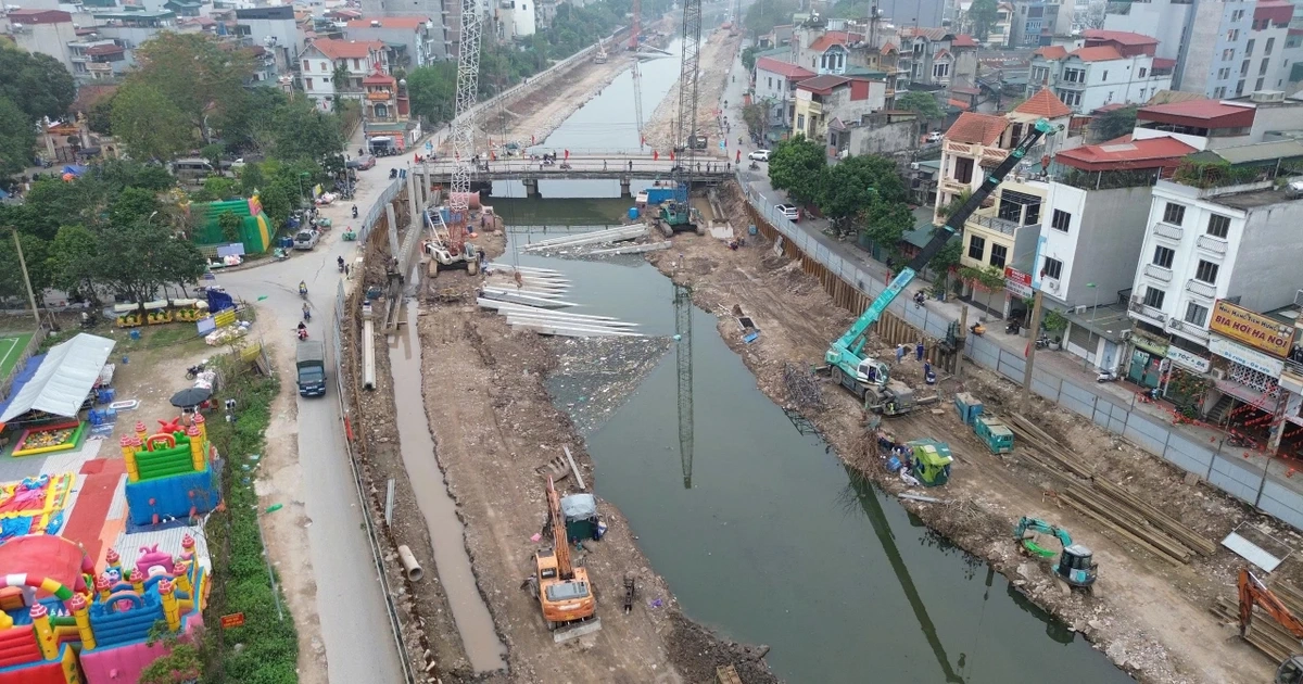 Hình ảnh đại công trường dự án chống ngập khẩn cấp ở Hà Nội