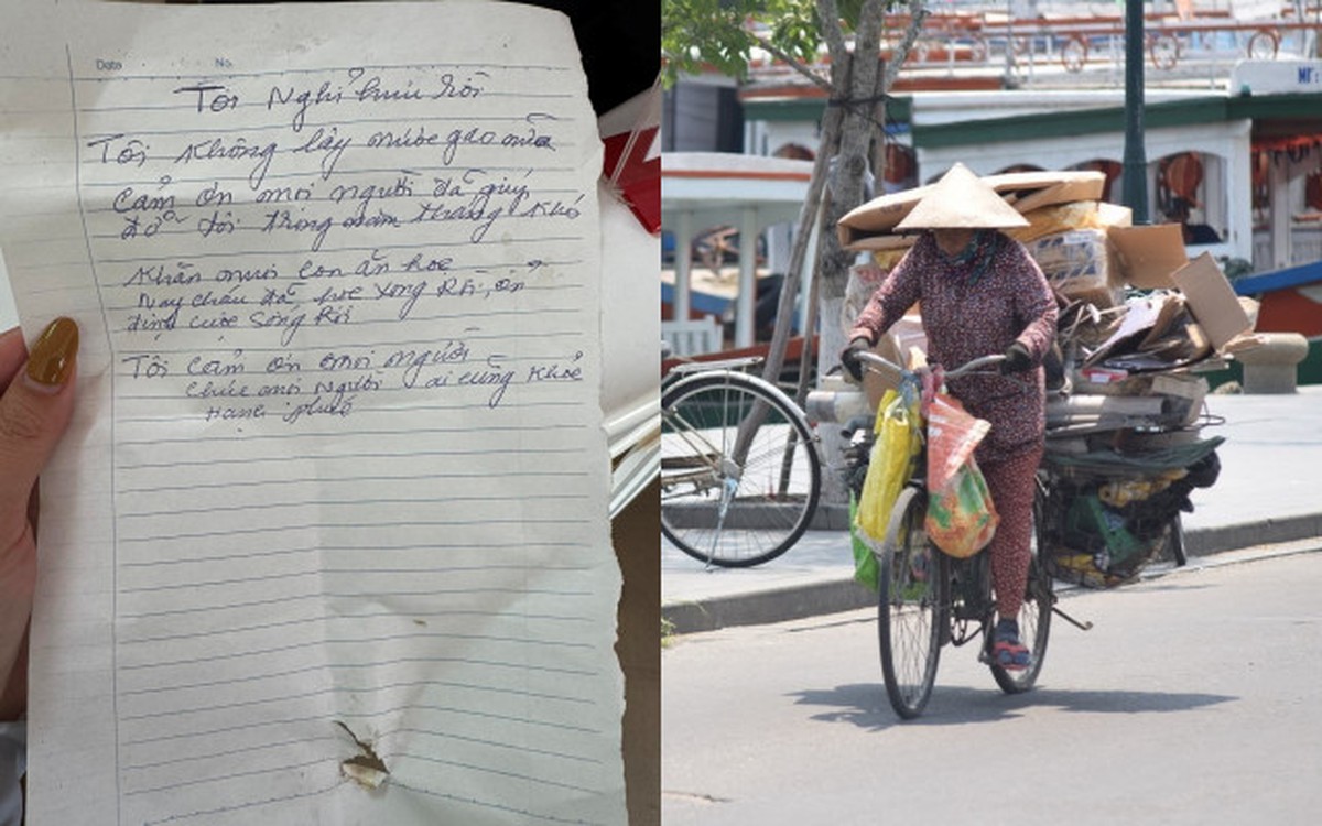 Mảnh giấy thông báo “nghỉ hưu” của người phụ nữ đi xin nước gạo khiến nhiều người xúc động: “Nhờ mọi người mà con tôi được ăn học…”