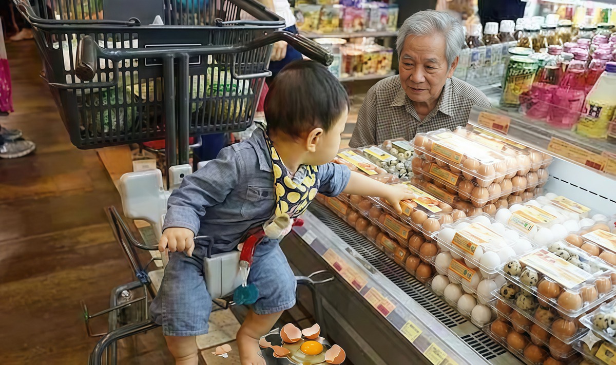 Cháu làm vỡ hết trứng trong siêu thị, ông nội có cách xử lý lay động lòng người