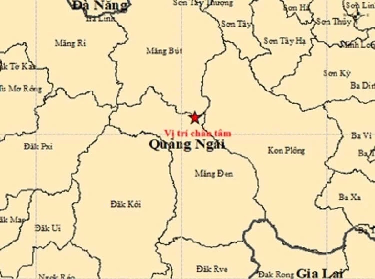 Động đất cách tâm chấn 80 km rung lắc nhiều nơi ở Quảng Ngãi