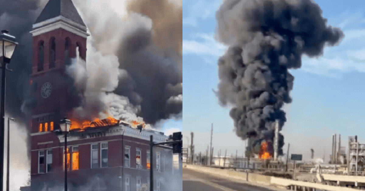 Sự cố cháy nổ dồn dập tại Mỹ: Nhà máy lọc dầu phát nổ, khói đen đặc bao trùm; tòa án 130 năm tuổi bốc cháy