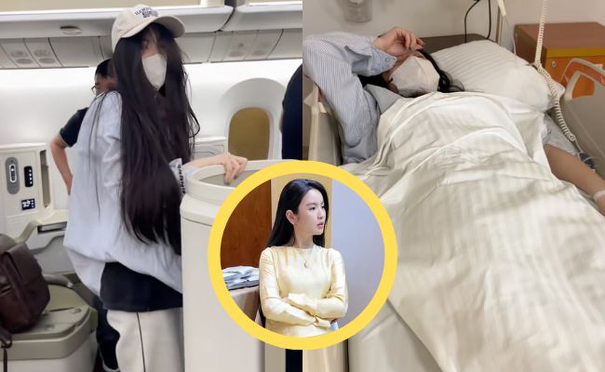 Chu Thanh Huyền "đầu bù tóc rối", nôn ói liên tục trên máy bay, vừa hạ cánh đã vào thẳng bệnh viện, chuyện gì đây?