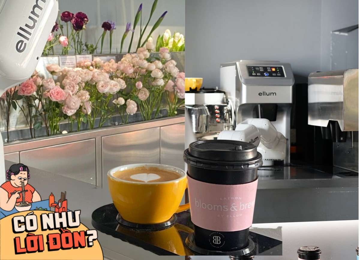 Quán cà phê "không người bán" đông nghịt ở TP.HCM: Khách chi 60.000 cho robot pha chế 2 phút, tự mua hoa qua camera AI