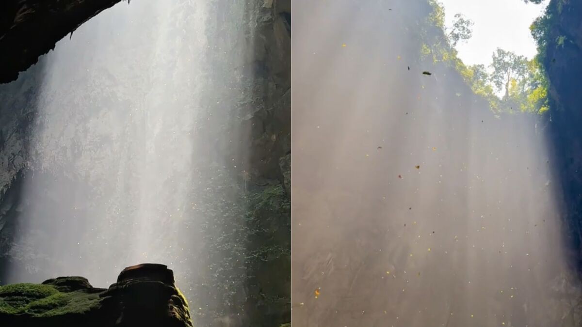 Dân mạng mê mẩn clip thiên nhiên "rót vàng" vào hang Sơn Đoòng như cảnh tiên