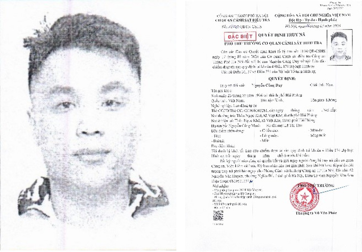 Truy nã đặc biệt Nguyễn Công Duy SN 1996