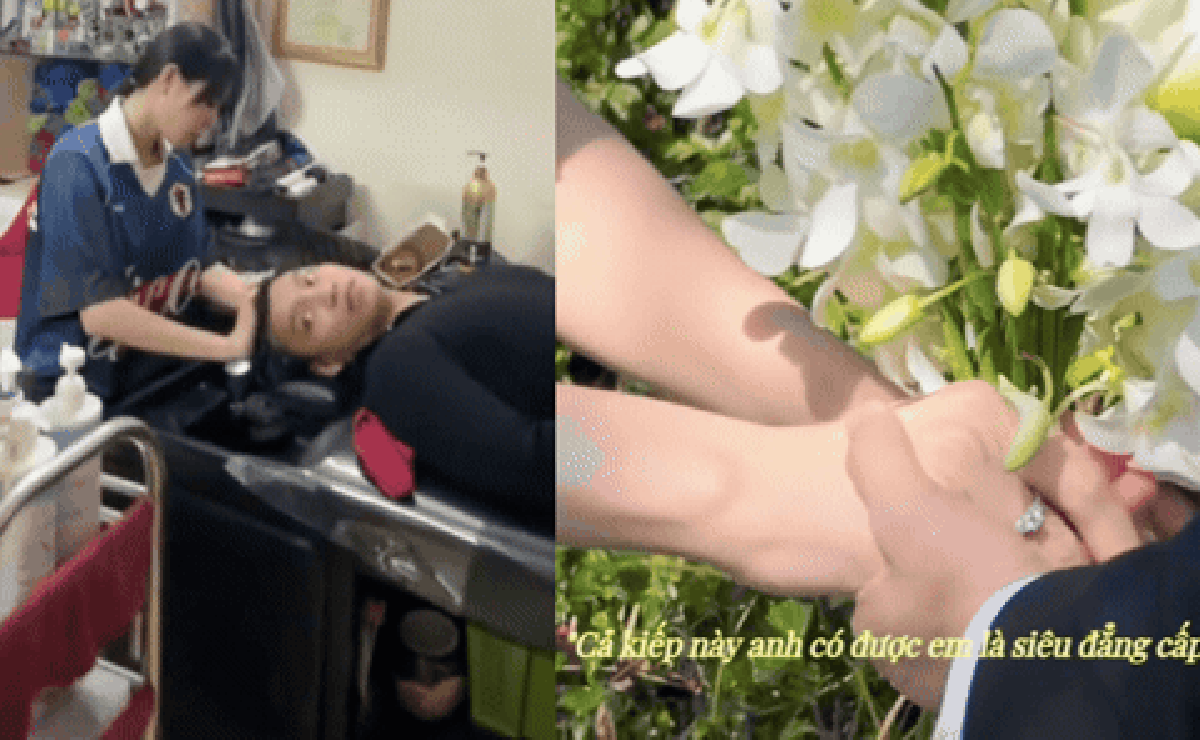 Vị hôn thê "trâm anh thế phiệt" của Văn Thanh gây chú ý với khoảnh khắc tự tay gội đầu cho chồng trước thềm lễ cưới