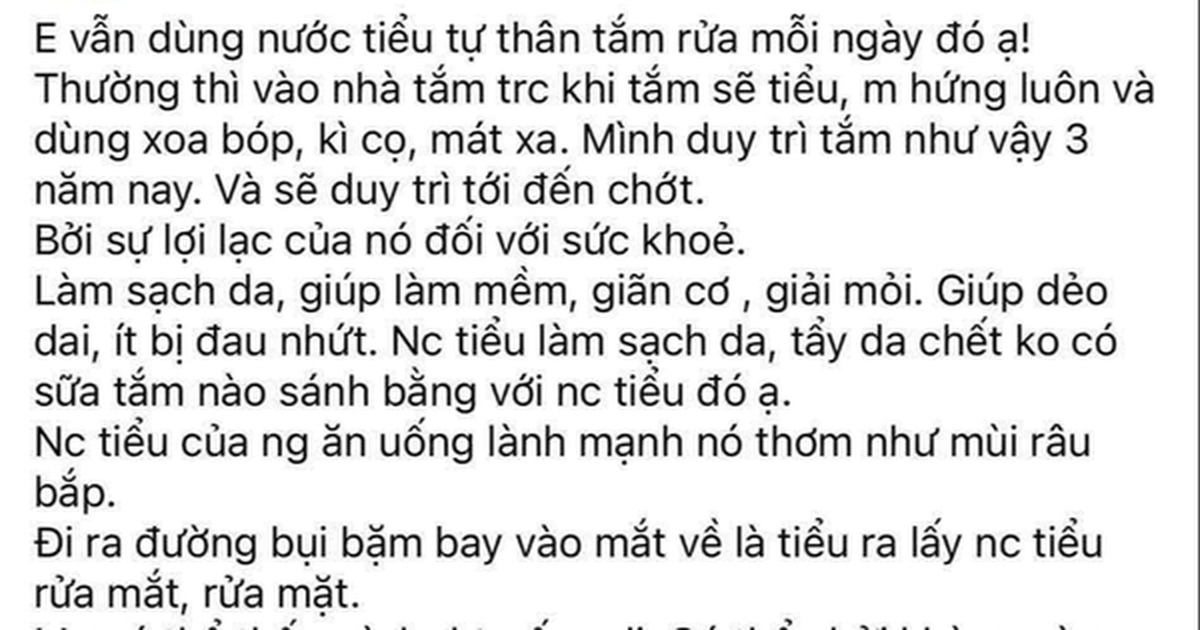 Trào lưu dùng nước tiểu để tắm, rửa mặt, bác sĩ cảnh báo nguy cơ