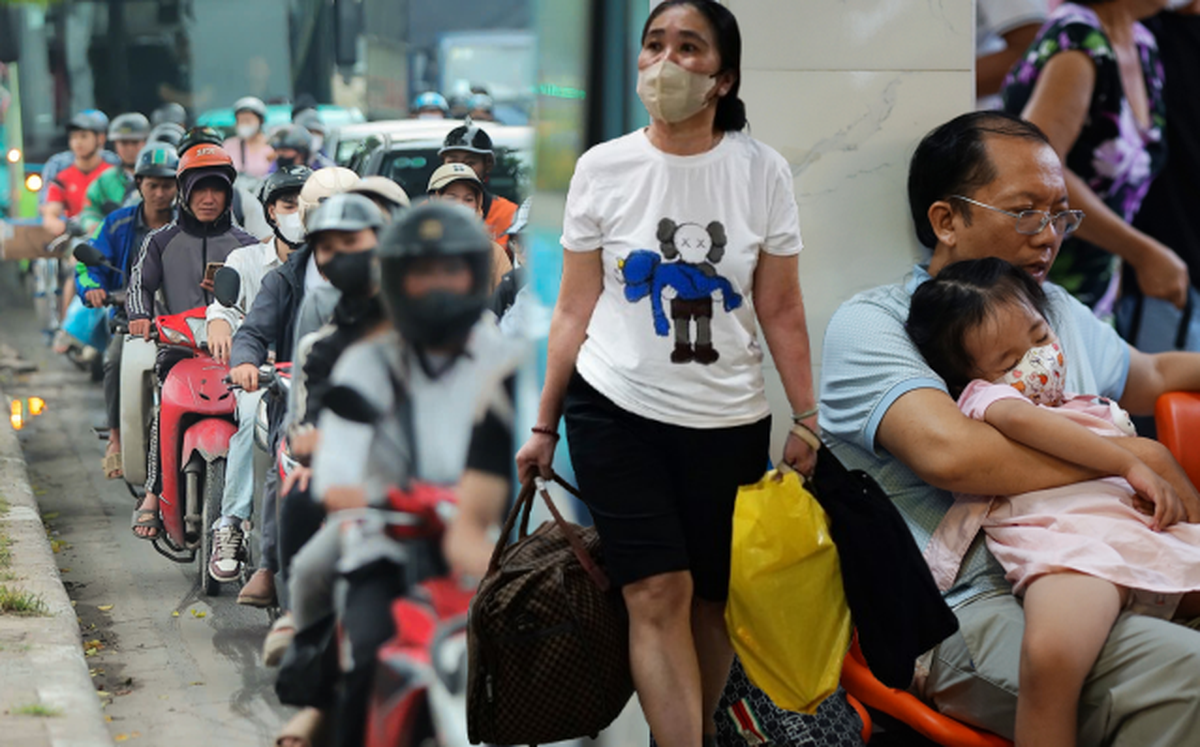 Trốn tắc đường từ sớm vẫn “kẹt”: Người dân vất vả rời thành phố trước kỳ nghỉ Giỗ Tổ Hùng Vương