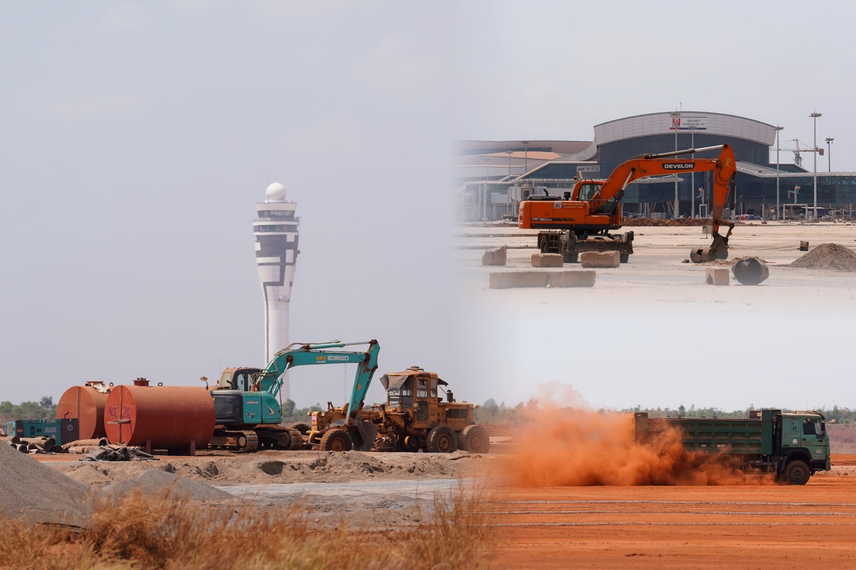 Cận cảnh sân bay Long Thành ngổn ngang, công nhân thưa thớt