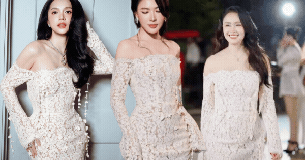 Hoa hậu Hương Giang và nàng thơ "phim giờ vàng VTV" cùng đọ sắc với mẫu đầm ren giá hơn 11 triệu của local brand Việt