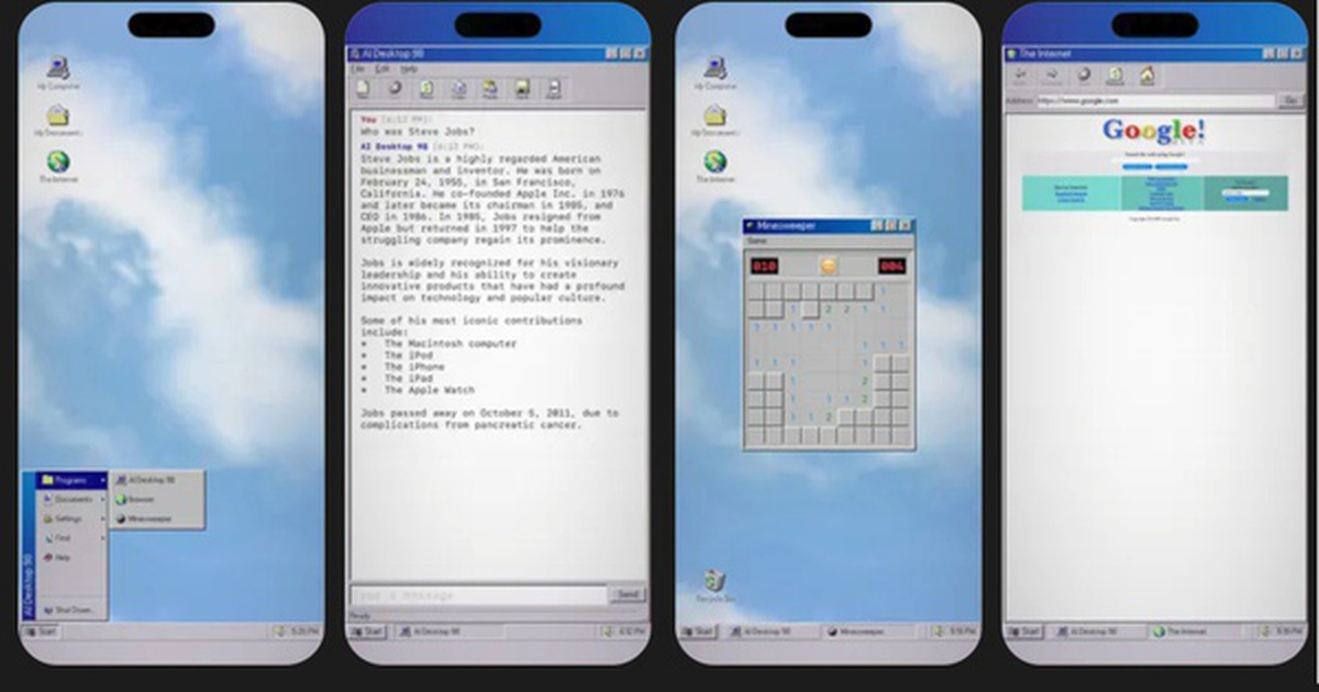 Gửi AI về năm 1998, một lập trình viên tạo ra Windows 98 "biết nói", có cả dial-up và Minesweeper