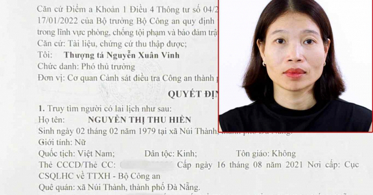 Quyết định truy tìm Nguyễn Thị Thu Hiền SN 1979