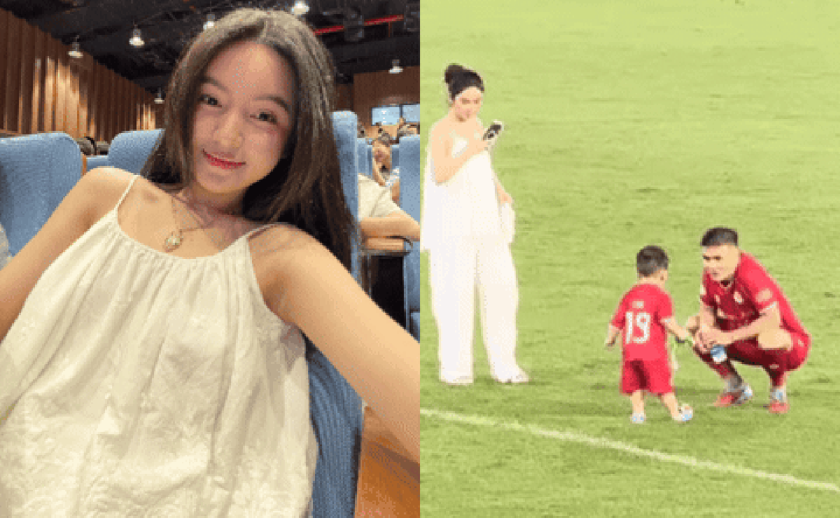 Chu Thanh Huyền đeo vòng cổ 1 tỷ đồng, diện áo hai dây ra sân cổ vũ Quang Hải, nhan sắc qua "camera thường" gây sốt