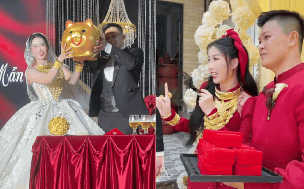 Đám cưới hào môn tại Bến Tre: Cô dâu đeo 15 lượng vàng, nghi thức cưới lạ chưa từng thấy