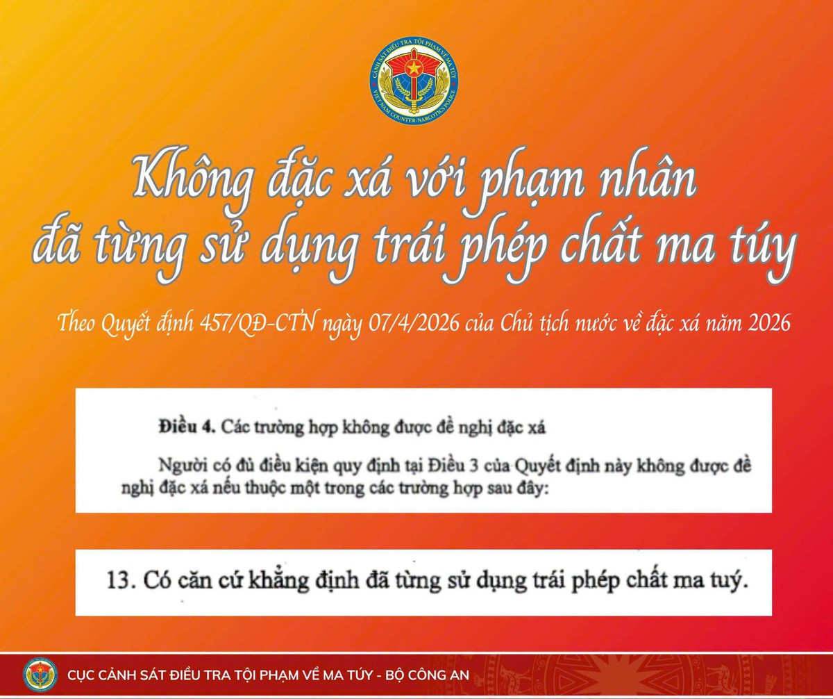 Không đặc xá với phạm nhân từng sử dụng chất ma tuý năm 2026