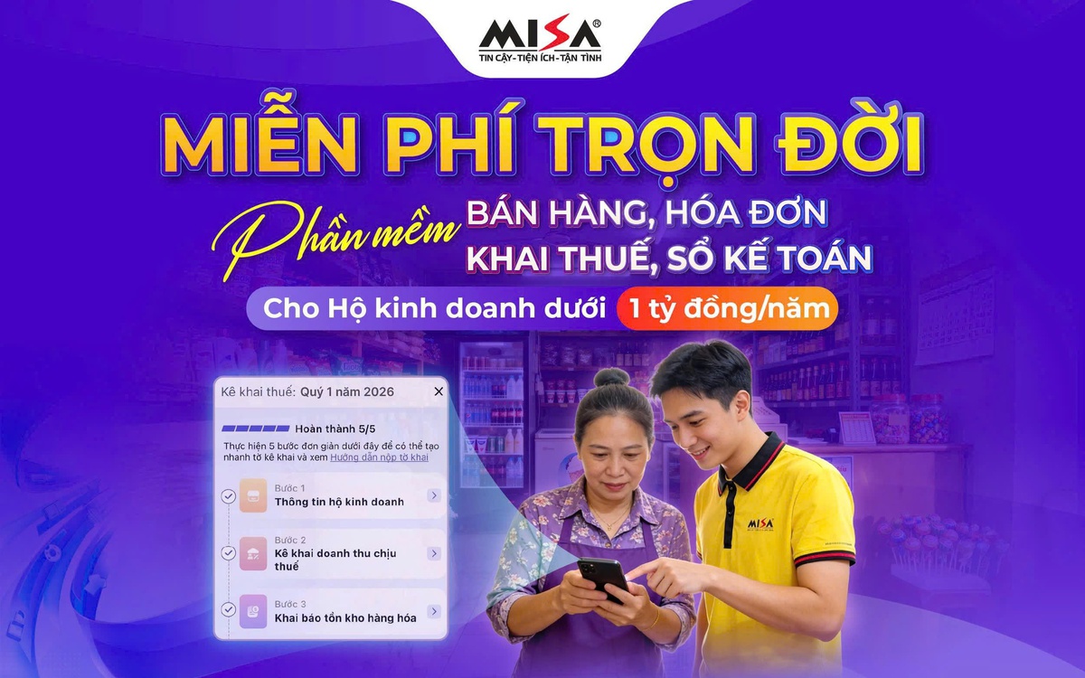 Chính phủ nâng ngưỡng miễn thuế, MISA tiếp tục miễn phí phần mềm trọn đời cho hộ kinh doanh
