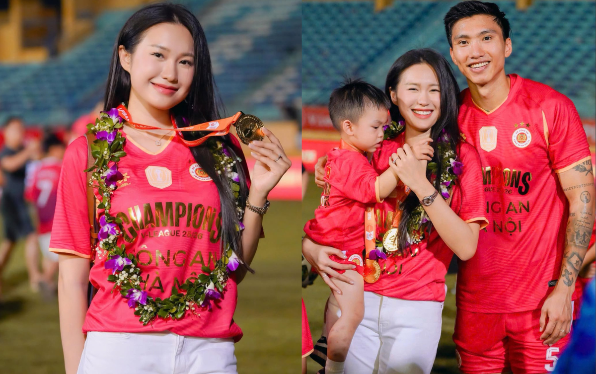 Văn Hậu gọi vợ là "Thóc ơi" giữa sân Hàng Đẫy, Doãn Hải My xinh bất chấp mọi góc camera, visual sáng bừng
