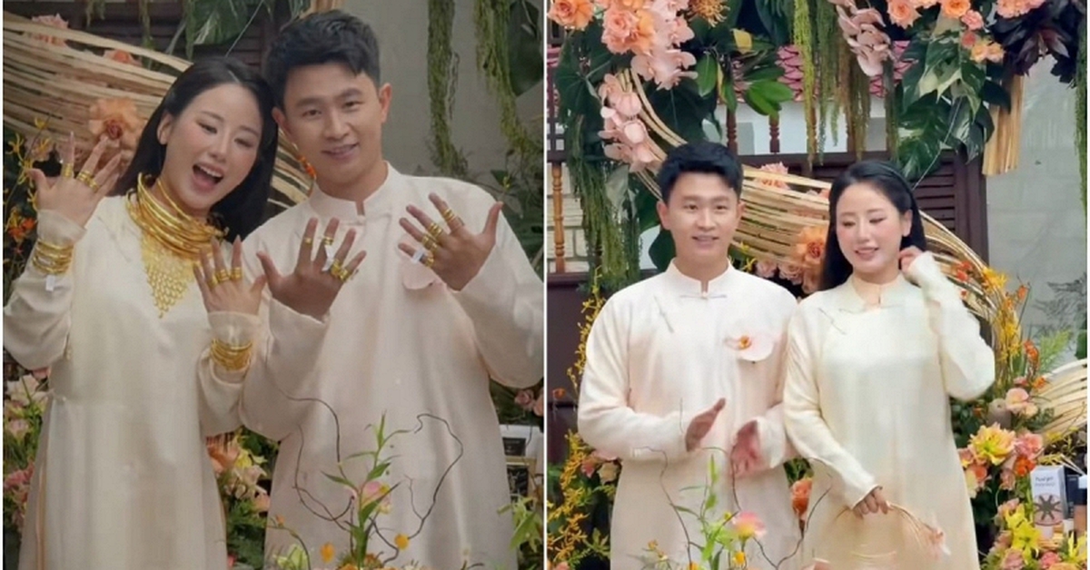 Tiểu thư Hà Tĩnh lên xe hoa “sáng nhất” một vùng: Cô dâu đeo vàng đeo đầy người, gia thế nhà chồng gây tò mò