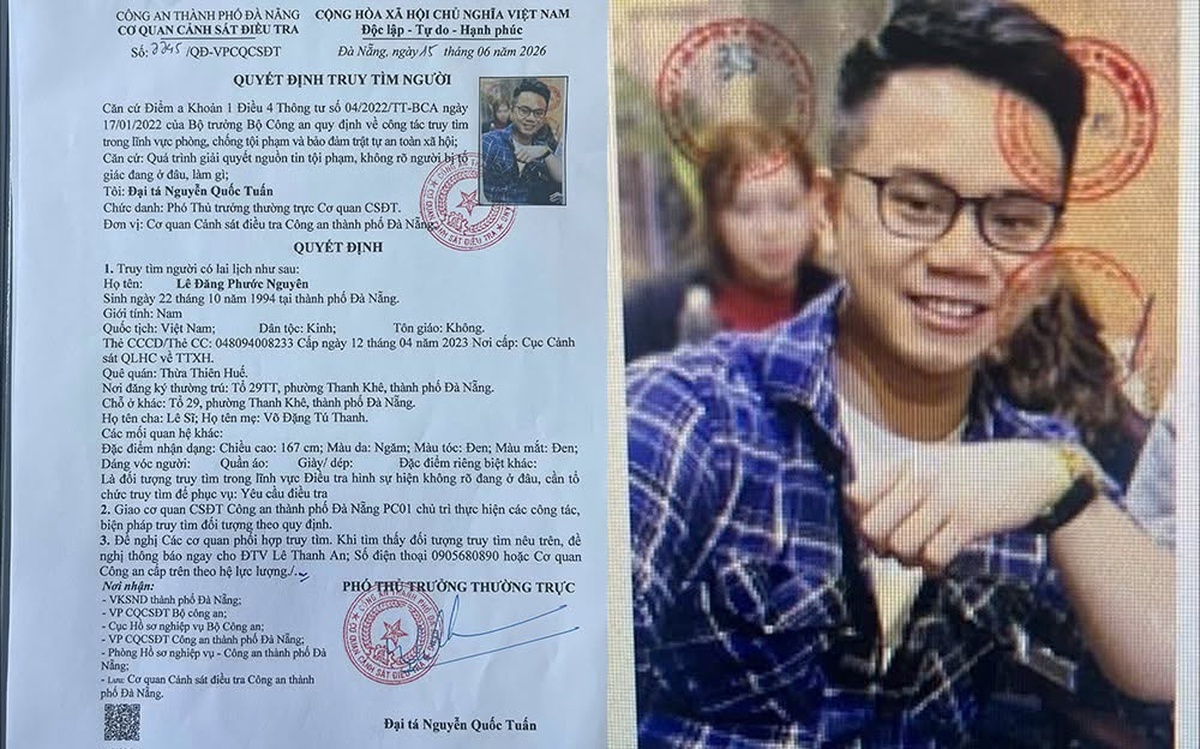 Ai thấy Lê Đăng Phước Nguyên ở đâu, khẩn trương liện hệ công an: Danh tính người cung cấp sẽ được bảo mật