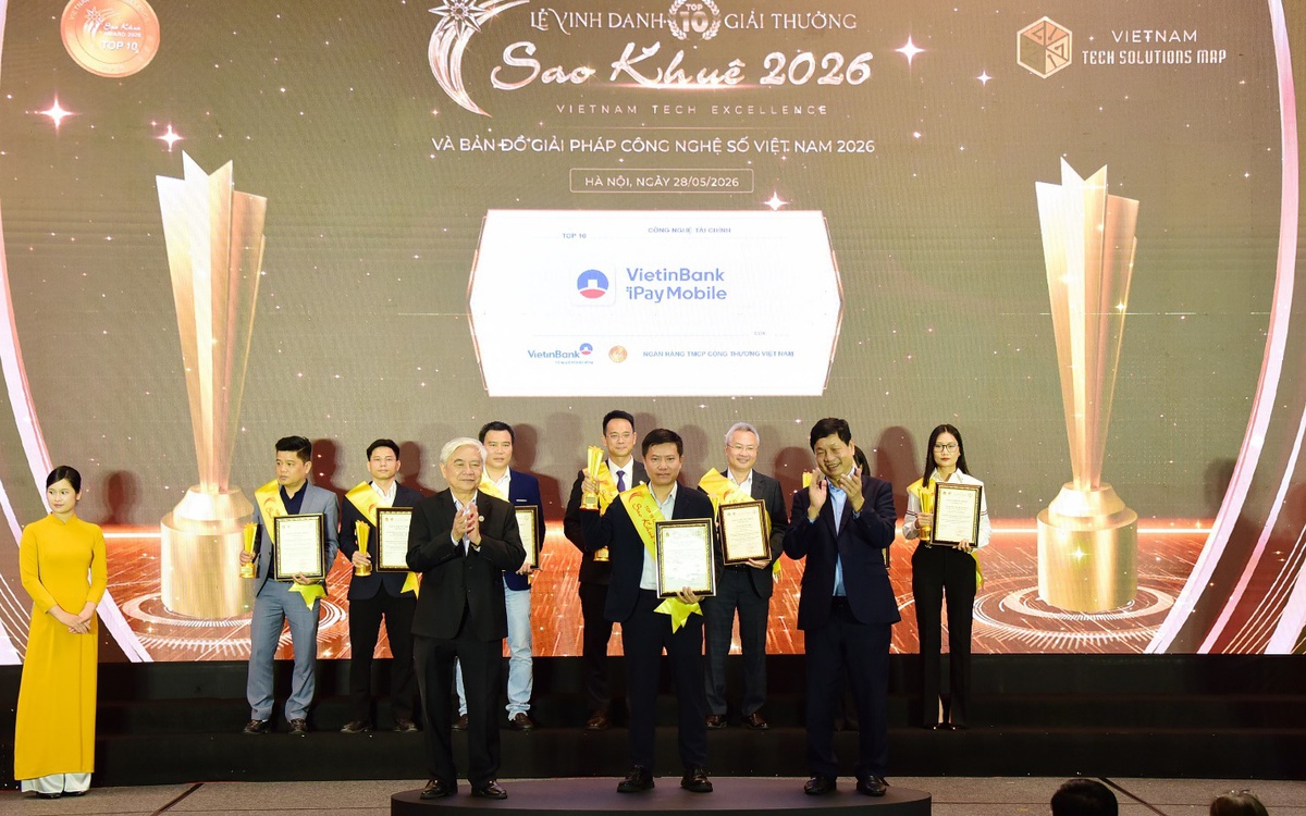 VietinBank iPay Mobile lọt Top 10 Sao Khuê 2026, khẳng định vị thế ứng dụng ngân hàng số hàng đầu