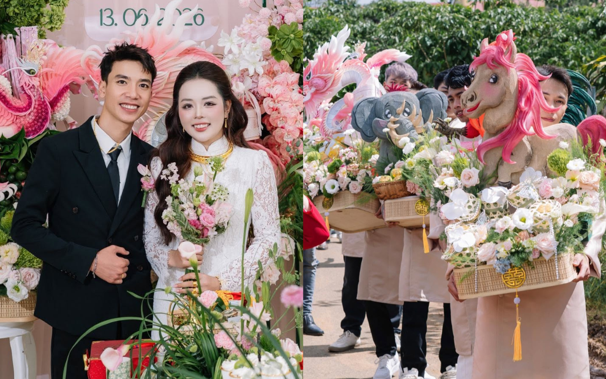 Tráp cưới “voi chín ngà, gà chín cựa, ngựa chín hồng mao” như sính lễ của Sơn Tinh trao Mị Nương xuất hiện ở Bảo Lộc