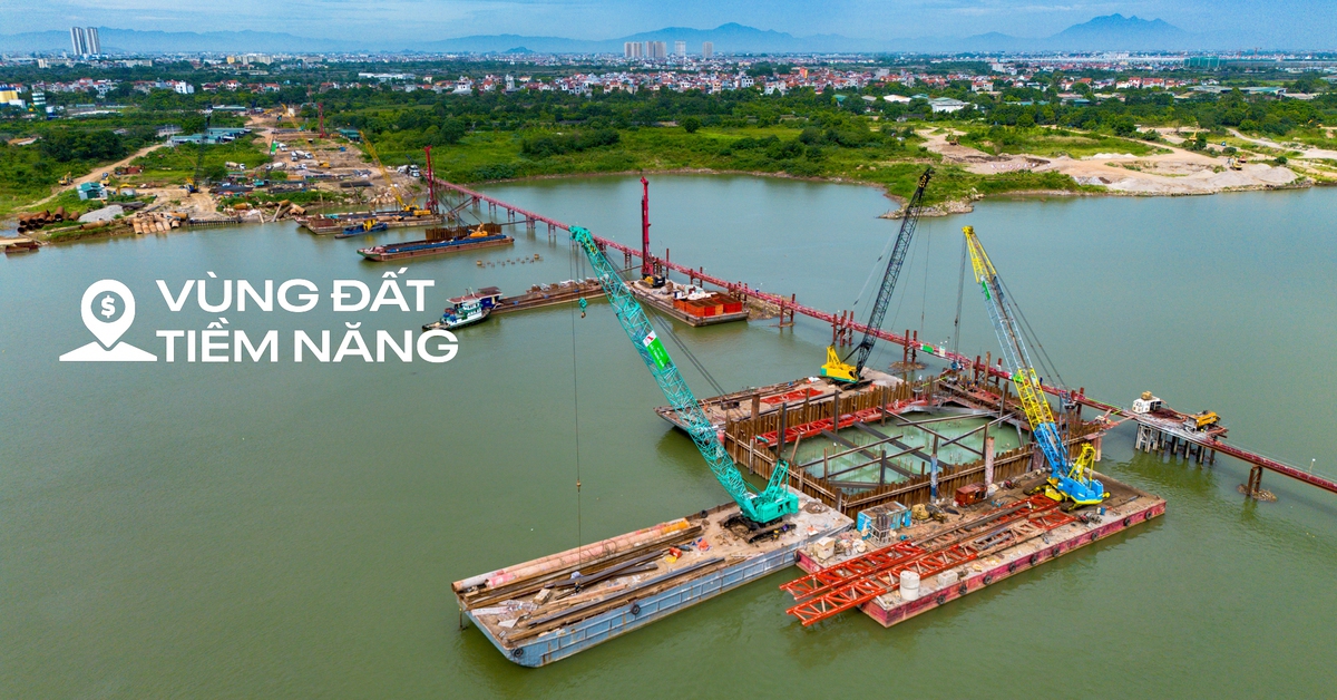 Cận cảnh cây cầu hơn 7.300 tỷ đồng trên tuyến vành đai 3,5 đang tăng tốc thi công, kết nối đại đô thị của lớn bậc nhất phía Tây của Vinhomes với phía Bắc sông Hồng