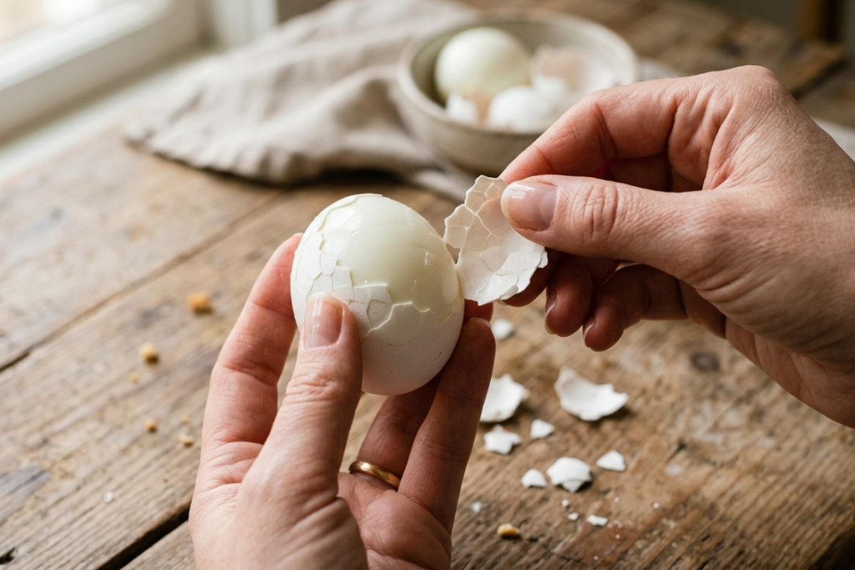 Mẹo bóc vỏ trứng luộc cực nhanh