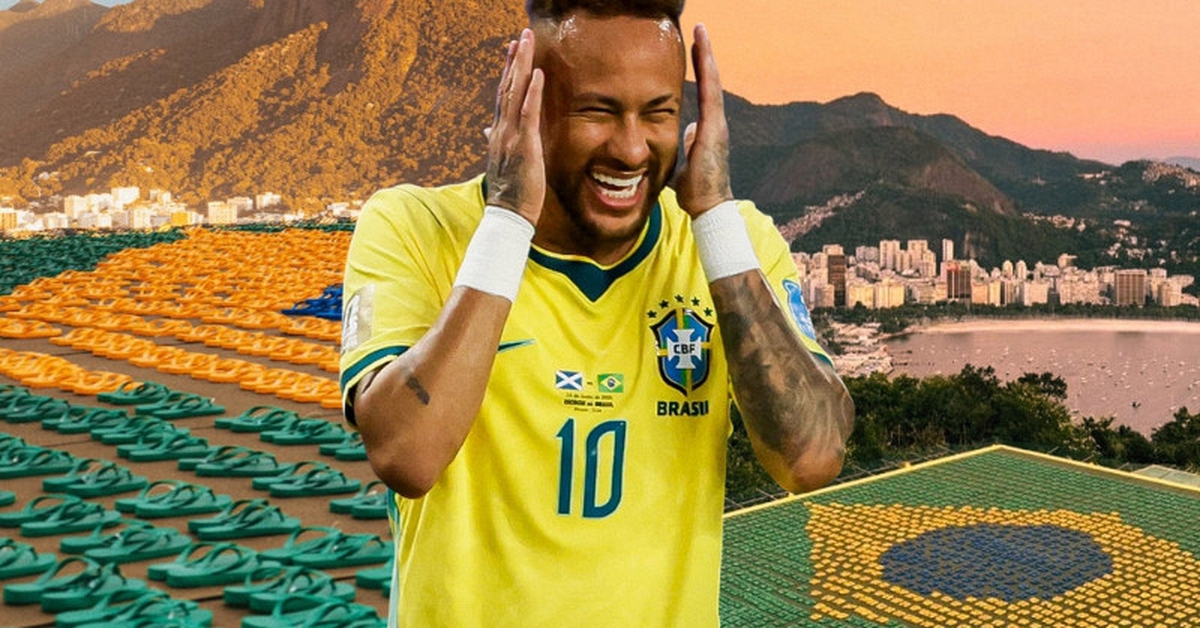 Hãng dép tông Brazil gây sốc khi xếp 4.500 đôi dép thành quốc kỳ khổng lồ cổ vũ World Cup