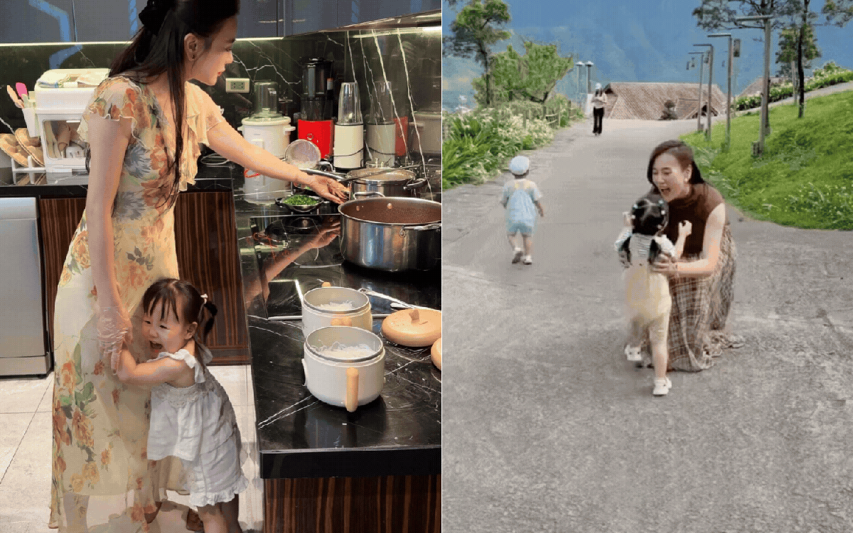 Con gái Phương Oanh bám mẹ không rời, một câu "than thở" của mẹ bỉm khiến dân tình cười nghiêng ngả