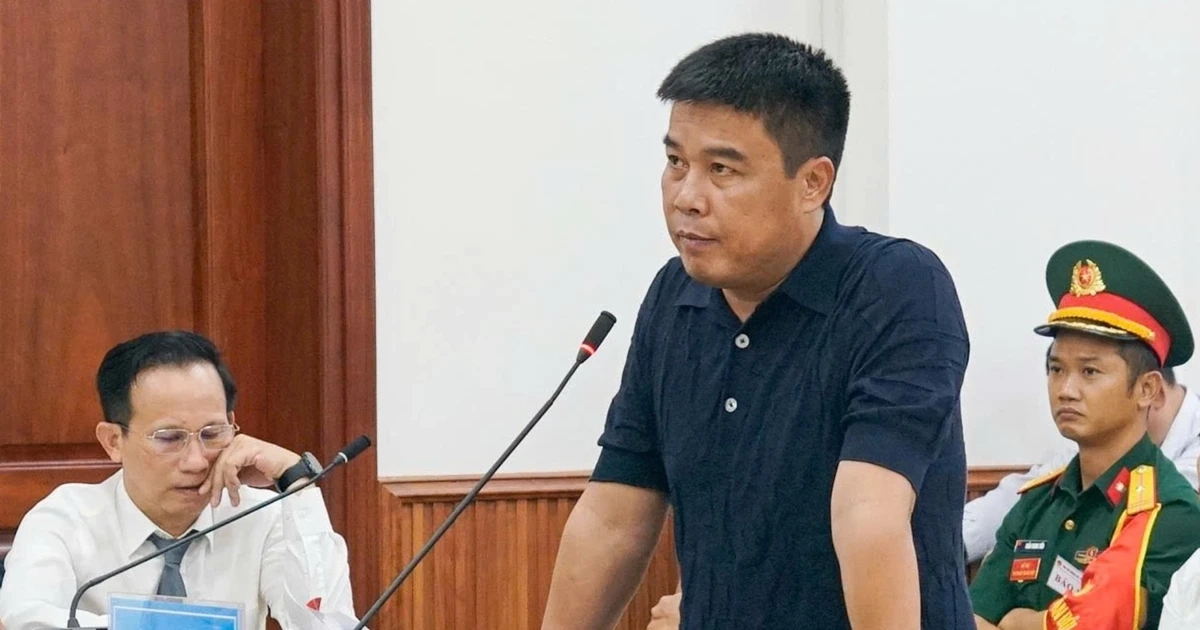 Hình ảnh bị cáo Nguyễn Văn Hậu tại phiên phúc thẩm vụ bán đất sân bay Nha Trang