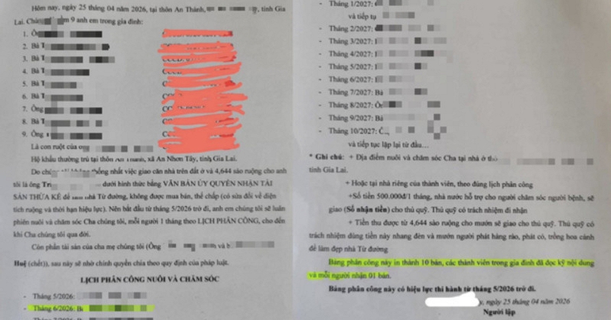 Bảng phân công của 1 gia đình 9 người con đang xôn xao MXH: Chi tiết đến đau lòng!