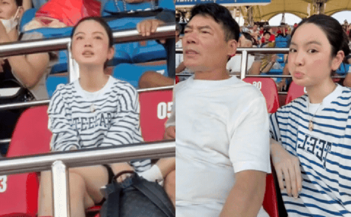 Cận cảnh nhan sắc thật của Chu Thanh Huyền trên khán đài cổ vũ Quang Hải, ngả nghiêng đợi chồng trên xế hộp 8 tỷ gây chú ý