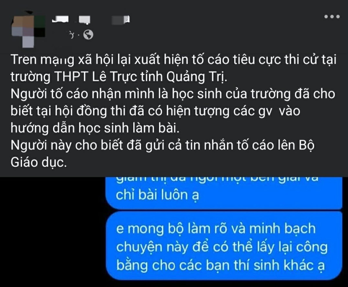Xác minh phản ánh tiêu cực tại điểm thi ở Quảng Trị