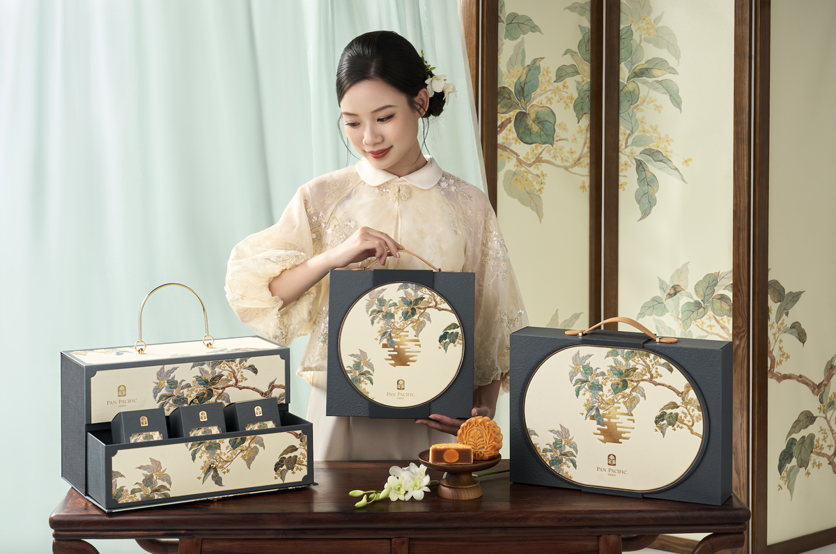 BST bánh Trung thu ấn tượng lấy cảm hứng từ hoa mộc của một khách sạn 5 sao ở Hà Nội: Thiết kế sang trọng, gợi ký ức đoàn viên