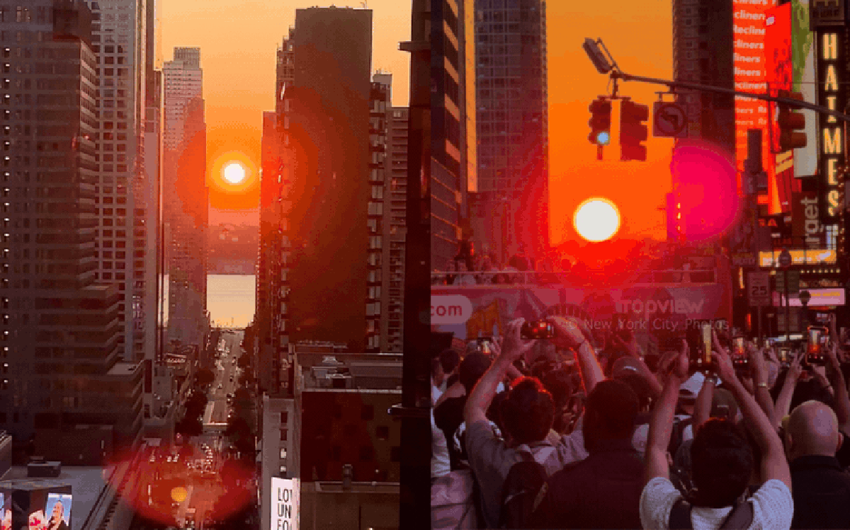 Đẹp nao lòng: Hiện tượng hoàng hôn cực hiếm xuất hiện ở New York, người dân chen chân để “hái một mẩu mặt trời” về nhà