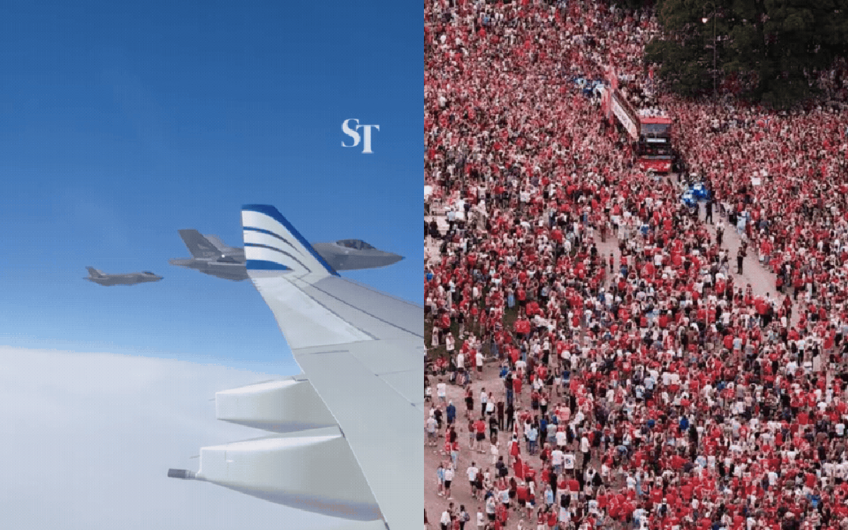 Quá xịn: ĐT Na Uy được Lực lượng Không quân hộ tống trên chuyến bay về nhà, Thái tử dẫn đầu đoàn ăn mừng 90.000 người
